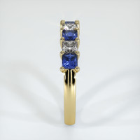 14K Yellow Gold Blue Sapphire and Diamond Prong Wedding Band Image