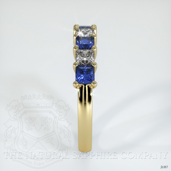 14K Yellow Gold Blue Sapphire and Diamond Prong Wedding Band