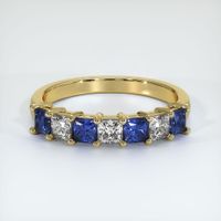 18K Yellow Gold Blue Sapphire and Diamond Prong Wedding Band Video