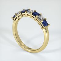 18K Yellow Gold Blue Sapphire and Diamond Prong Wedding Band Image