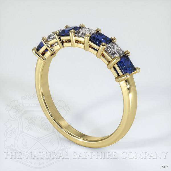 18K Yellow Gold Blue Sapphire and Diamond Prong Wedding Band