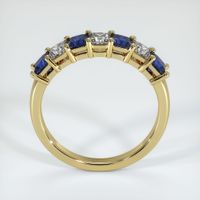 18K Yellow Gold Blue Sapphire and Diamond Prong Wedding Band Image