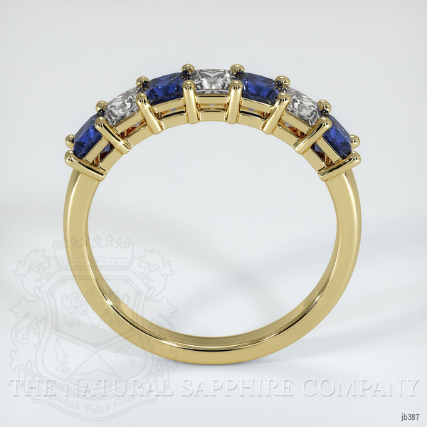 18K Yellow Gold Blue Sapphire and Diamond Prong Wedding Band