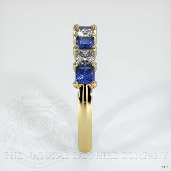18K Yellow Gold Blue Sapphire and Diamond Prong Wedding Band
