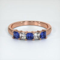 14K Rose Gold Blue Sapphire and Diamond Prong Wedding Band Video