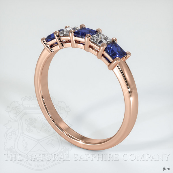 14K Rose Gold Blue Sapphire and Diamond Prong Wedding Band