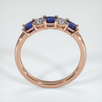 14K Rose Gold Blue Sapphire and Diamond Prong Wedding Band Image