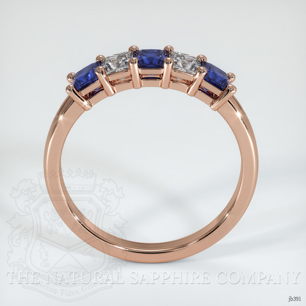 14K Rose Gold Blue Sapphire and Diamond Prong Wedding Band