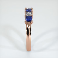 14K Rose Gold Blue Sapphire and Diamond Prong Wedding Band Image