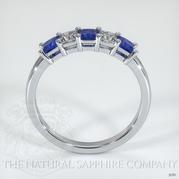 14K White Gold Blue Sapphire and Diamond Prong Wedding Band