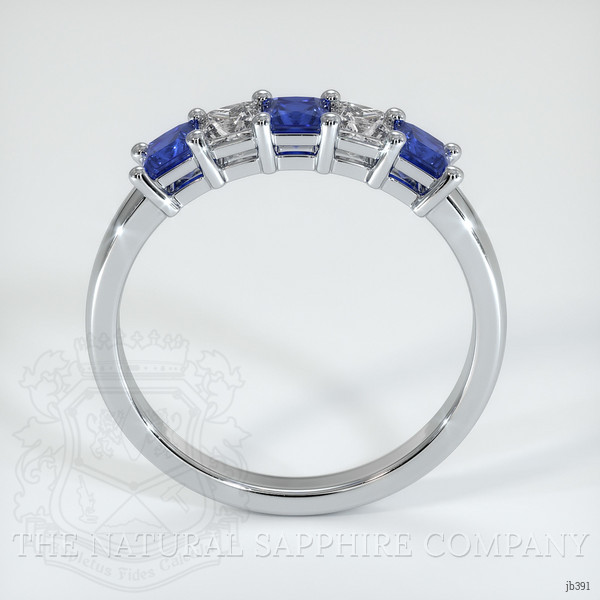 18K White Gold Blue Sapphire and Diamond Prong Wedding Band