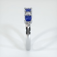 18K White Gold Blue Sapphire and Diamond Prong Wedding Band Image