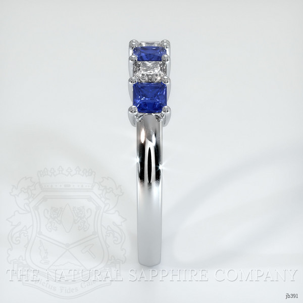 18K White Gold Blue Sapphire and Diamond Prong Wedding Band