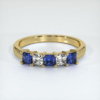 14K Yellow Gold Blue Sapphire and Diamond Prong Wedding Band Video