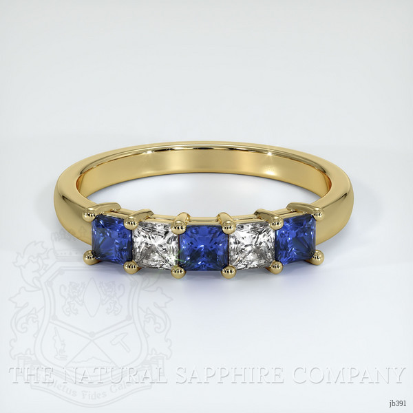 14K Yellow Gold Blue Sapphire and Diamond Prong Wedding Band