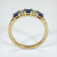 14K Yellow Gold Blue Sapphire and Diamond Prong Wedding Band Image