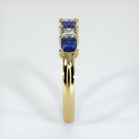 14K Yellow Gold Blue Sapphire and Diamond Prong Wedding Band Image