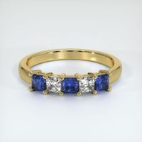 18K Yellow Gold Blue Sapphire and Diamond Prong Wedding Band Video