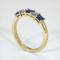18K Yellow Gold Blue Sapphire and Diamond Prong Wedding Band Image
