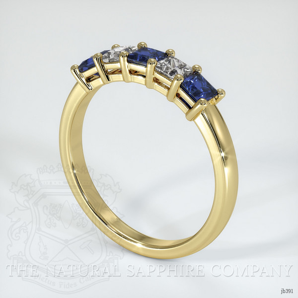 18K Yellow Gold Blue Sapphire and Diamond Prong Wedding Band