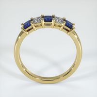 18K Yellow Gold Blue Sapphire and Diamond Prong Wedding Band Image