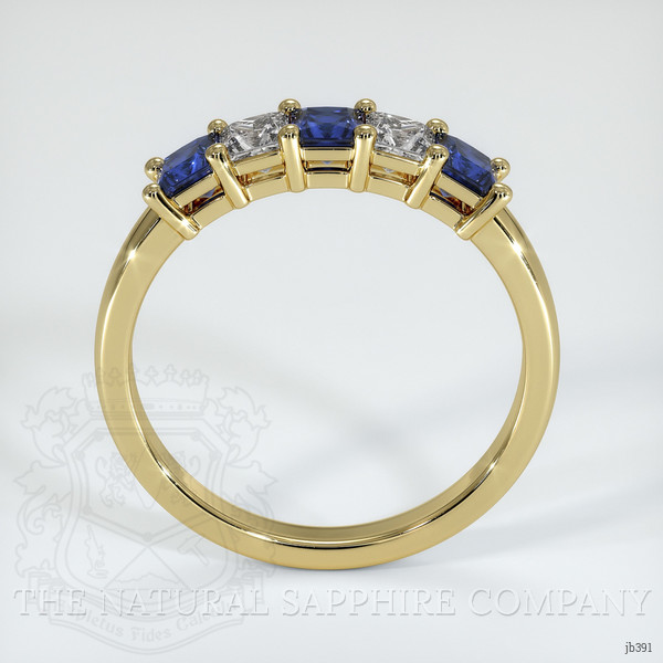 18K Yellow Gold Blue Sapphire and Diamond Prong Wedding Band