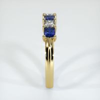 18K Yellow Gold Blue Sapphire and Diamond Prong Wedding Band Image