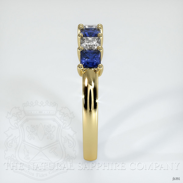 18K Yellow Gold Blue Sapphire and Diamond Prong Wedding Band