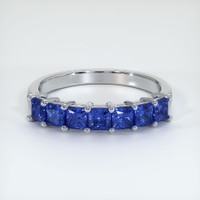 14K White Gold Blue Sapphire Prong Wedding Band Video