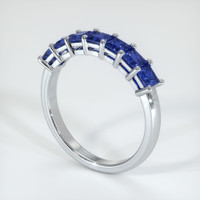 14K White Gold Blue Sapphire Prong Wedding Band Image