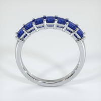 14K White Gold Blue Sapphire Prong Wedding Band Image
