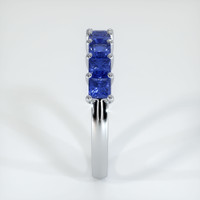 14K White Gold Blue Sapphire Prong Wedding Band Image