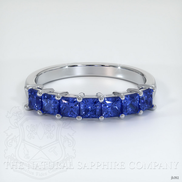 18K White Gold Blue Sapphire Prong Wedding Band