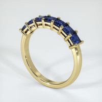 14K Yellow Gold Blue Sapphire Prong Wedding Band Image