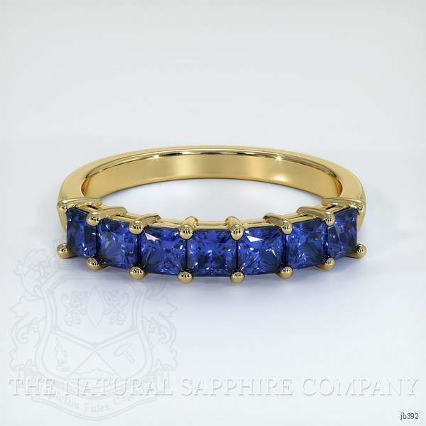 18K Yellow Gold Blue Sapphire Prong Wedding Band