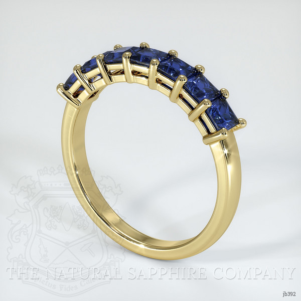 18K Yellow Gold Blue Sapphire Prong Wedding Band