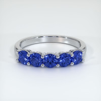 14K White Gold Blue Sapphire Prong Wedding Band Video