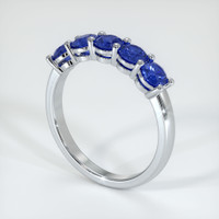 14K White Gold Blue Sapphire Prong Wedding Band Image