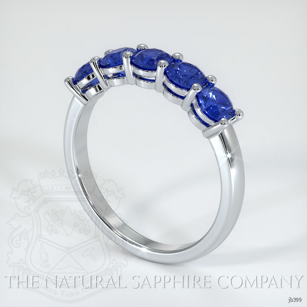 14K White Gold Blue Sapphire Prong Wedding Band