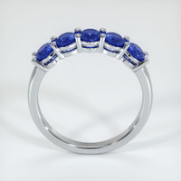 14K White Gold Blue Sapphire Prong Wedding Band Image