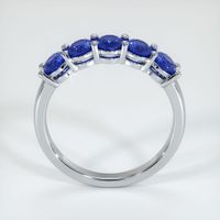 18K White Gold Blue Sapphire Prong Wedding Band Image