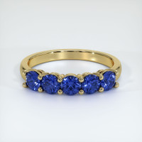 14K Yellow Gold Blue Sapphire Prong Wedding Band Video