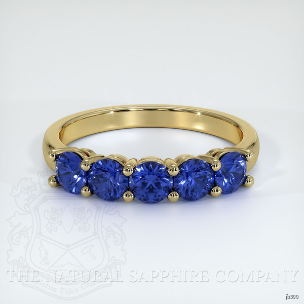 14K Yellow Gold Blue Sapphire Prong Wedding Band