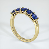 14K Yellow Gold Blue Sapphire Prong Wedding Band Image