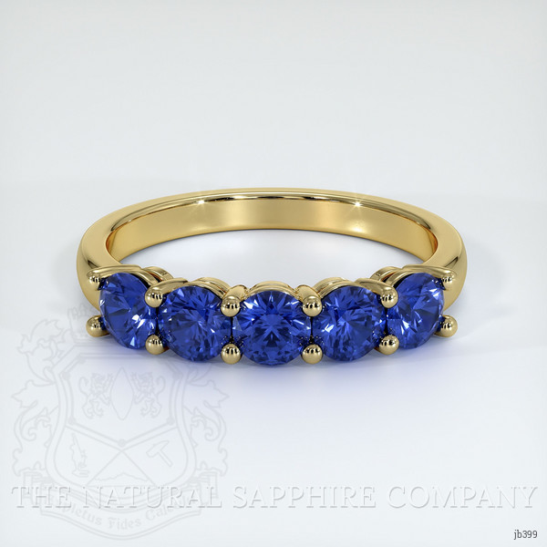18K Yellow Gold Blue Sapphire Prong Wedding Band
