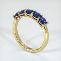 18K Yellow Gold Blue Sapphire Prong Wedding Band Image