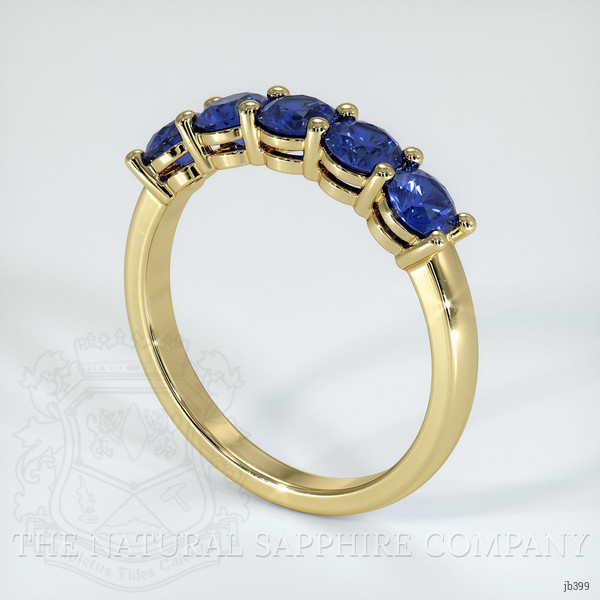 18K Yellow Gold Blue Sapphire Prong Wedding Band