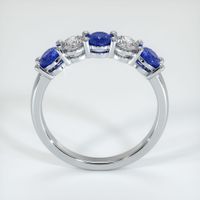 Platinum 950 Blue Sapphire and Diamond Prong Wedding Band Image