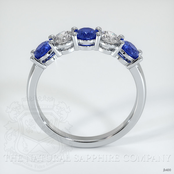 Platinum 950 Blue Sapphire and Diamond Prong Wedding Band