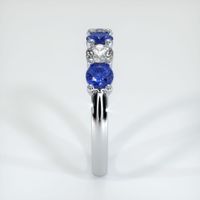 Platinum 950 Blue Sapphire and Diamond Prong Wedding Band Image